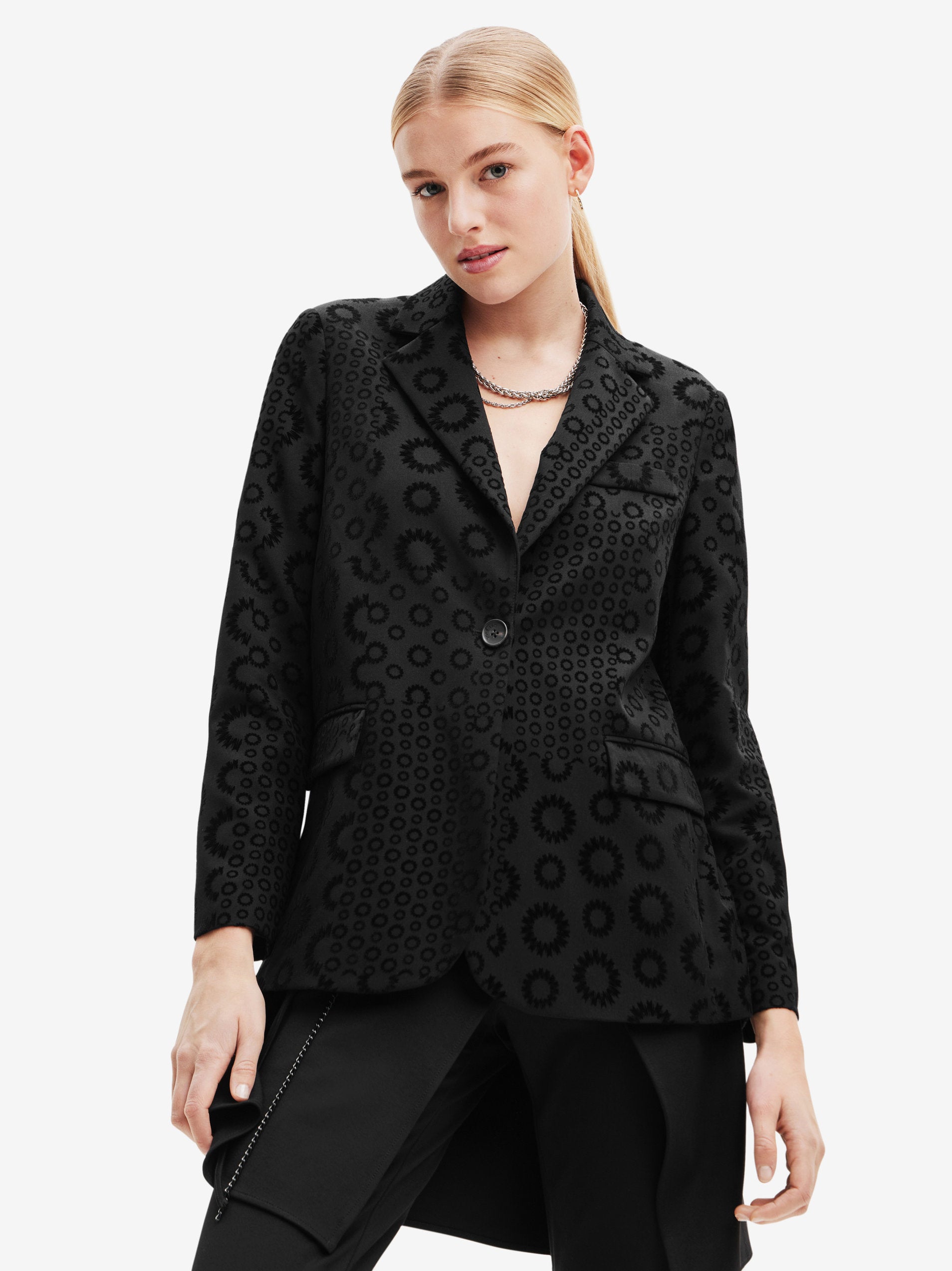 Article Desigual femme noir noir Patterned Blazer - taille XS