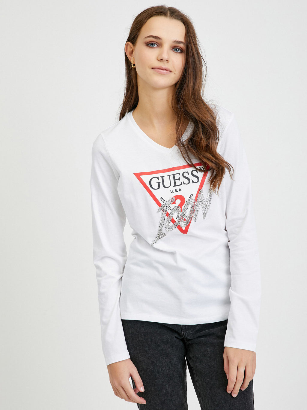 T-shirt Guess femme blanc blanc Long Sleeve - taille XL