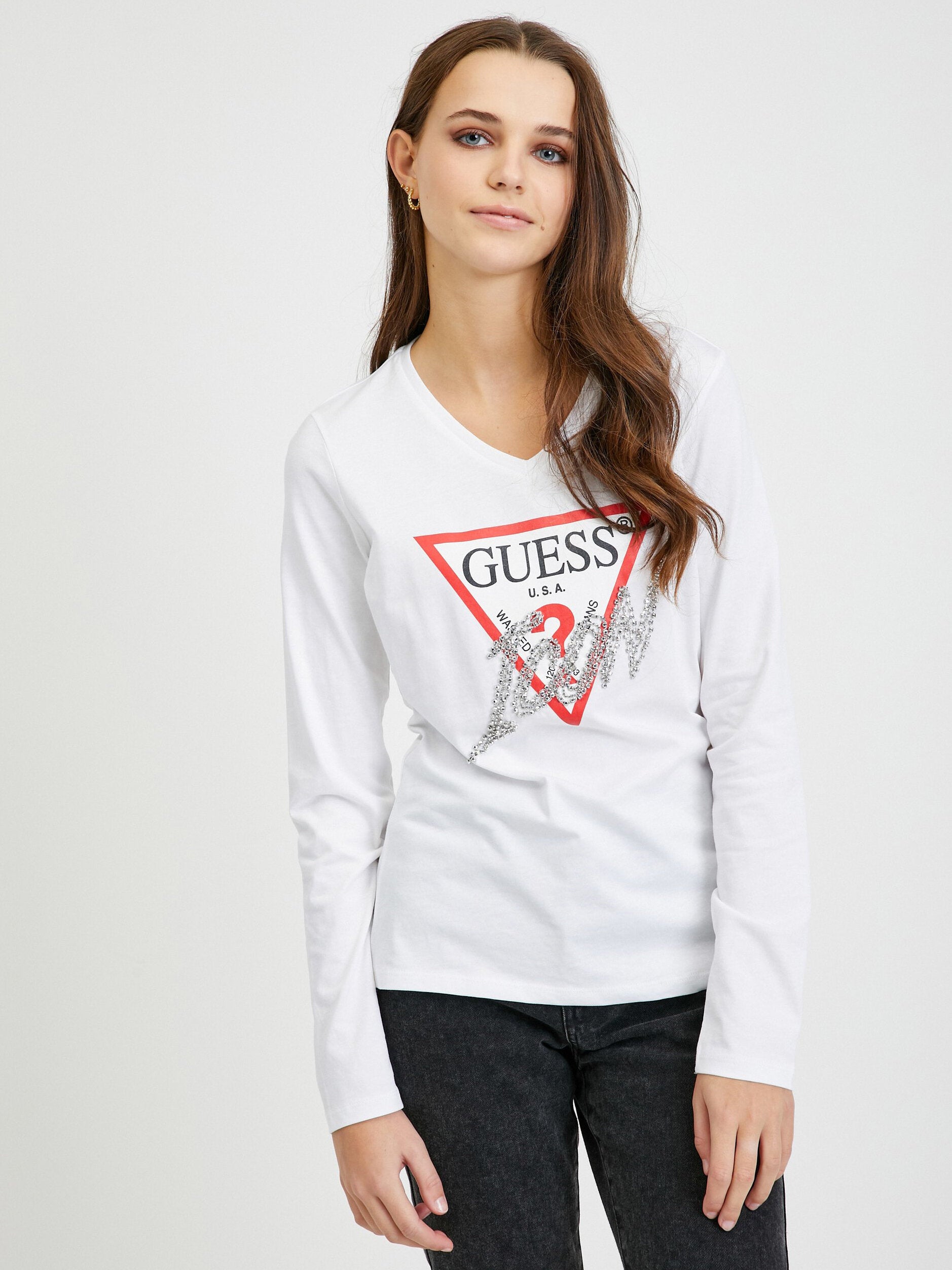 T-shirt Guess femme blanc blanc Long Sleeve - taille XL