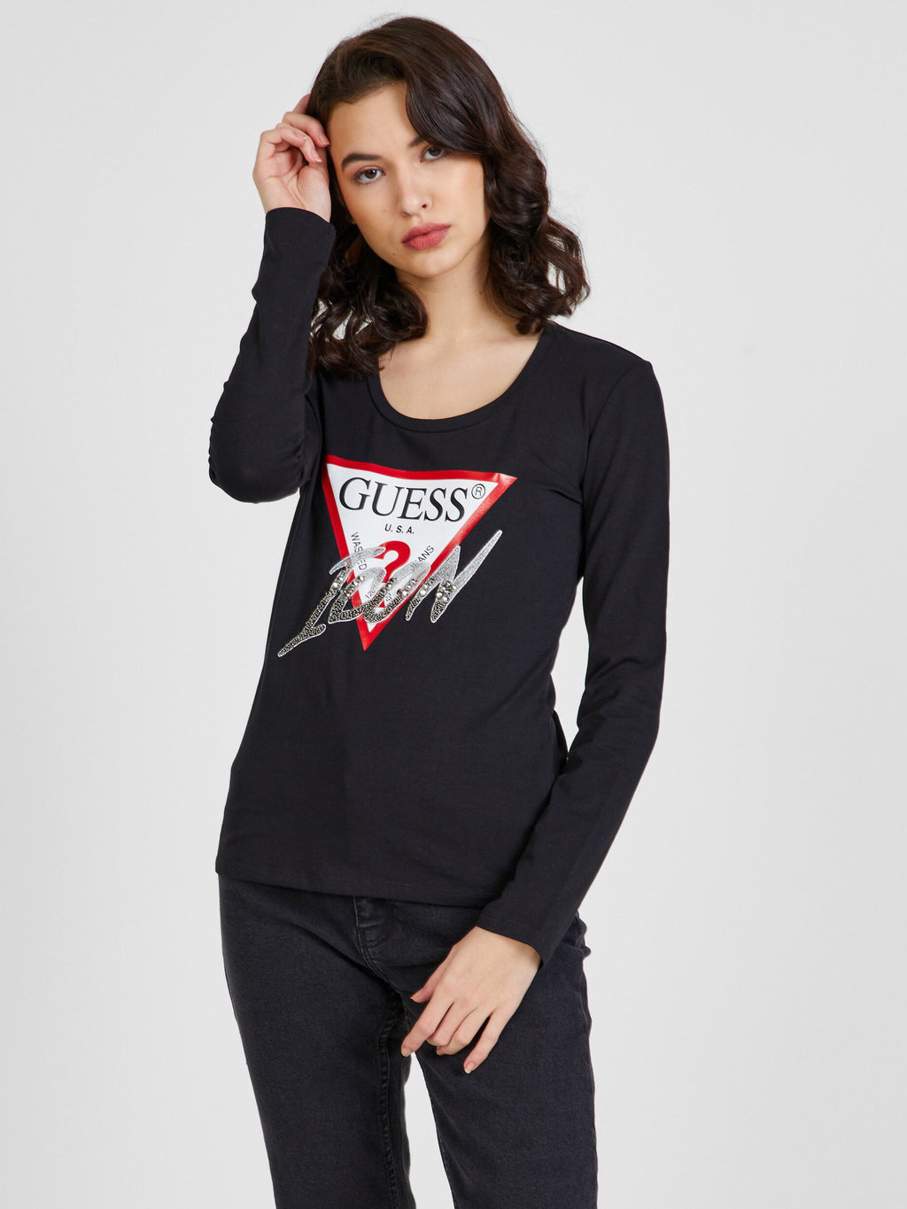 T-shirt Guess femme noir noir Guess Icon - taille XS