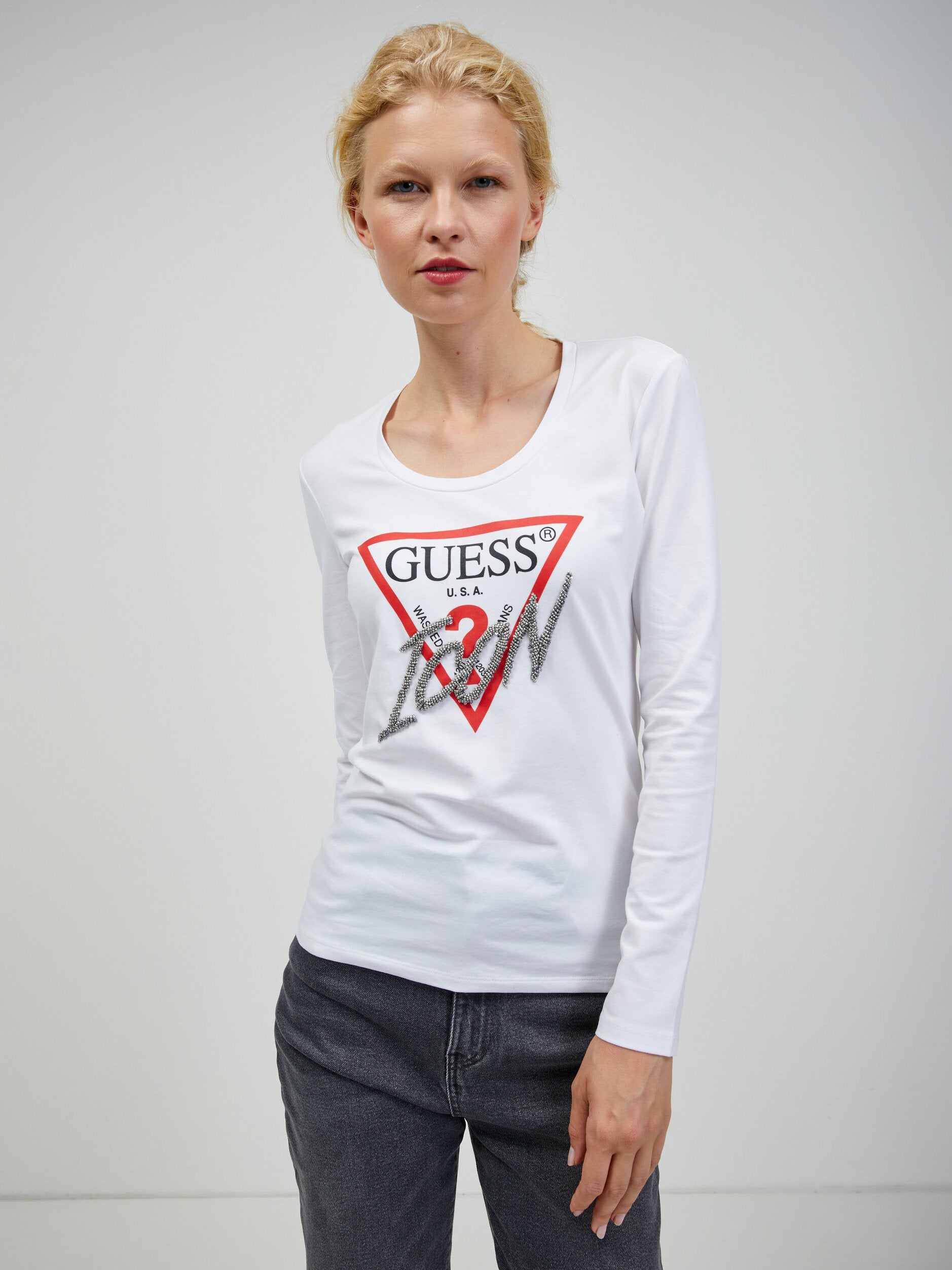 T-shirt Guess femme blanc blanc Long Sleeve - taille XS